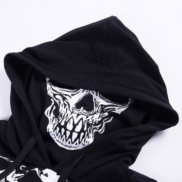 Women Skull Print Hoodie Sweatshirt