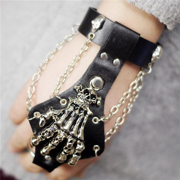 Unisex Cool Punk Rock Gothic Skeleton Skull Hand Glove