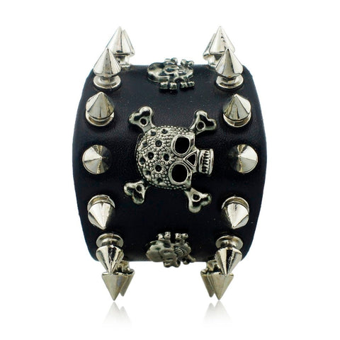 Unique Rock Spikes Rivet Gothic Skeleton Skull Bracelet