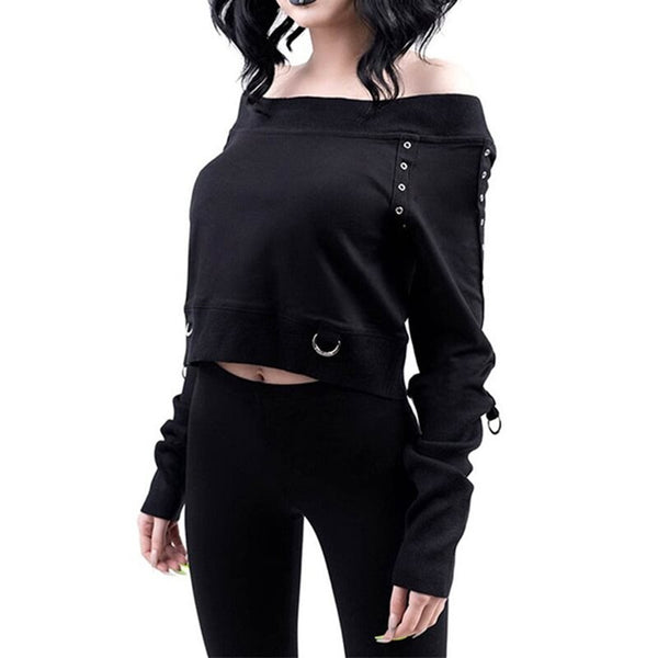 Gothic Casual Loose Punk Style Short Sweatshirt