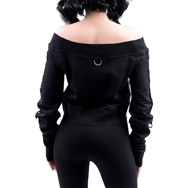 Gothic Casual Loose Punk Style Short Sweatshirt