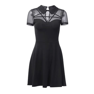 Gothic Sexy Black Pentagram Mesh Dress