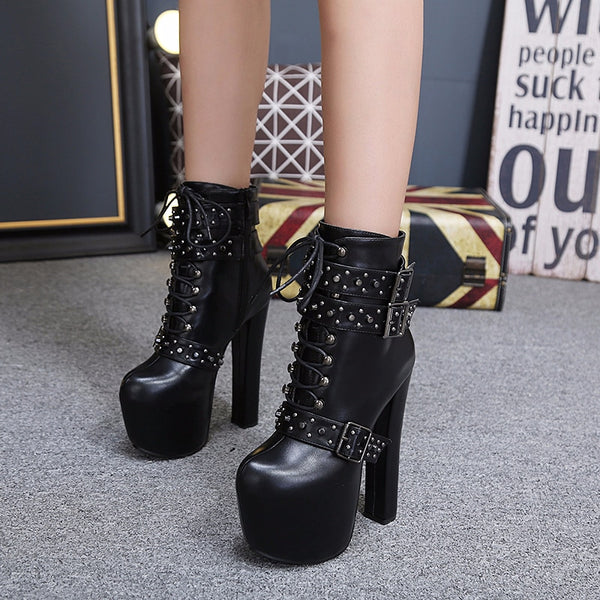 Boots Fashion Thick Heel Ankle Boots