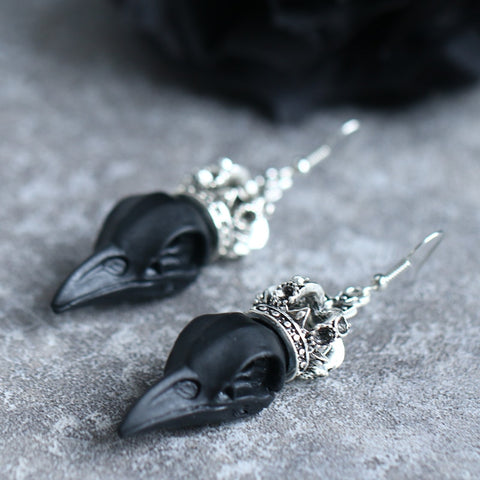 3D Gothic Raven Earrings