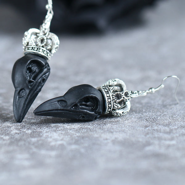 3D Gothic Raven Earrings