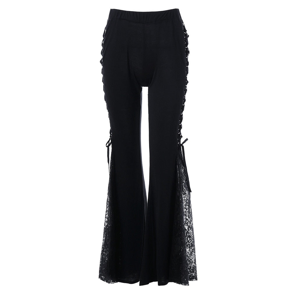 Women Gothic Lace Flare Pants