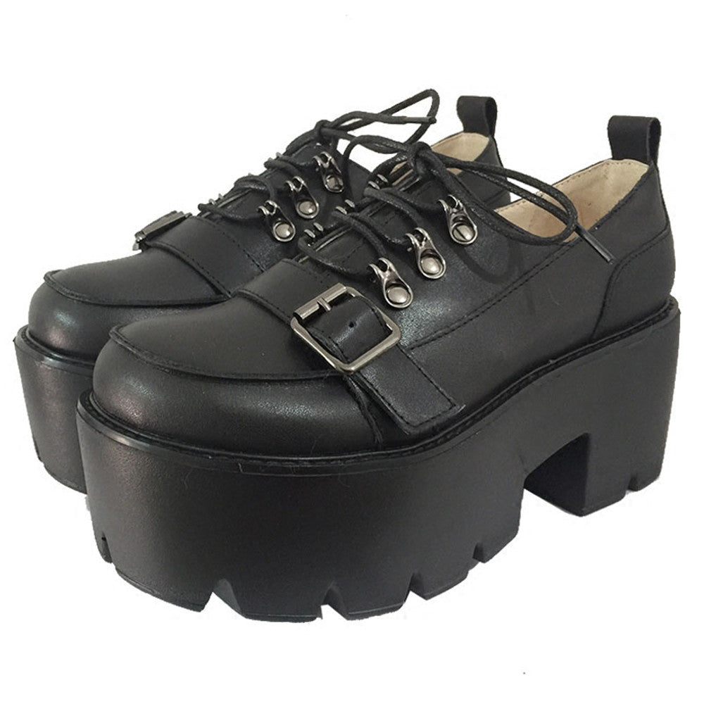 Women Black Punk Gothic Shoes