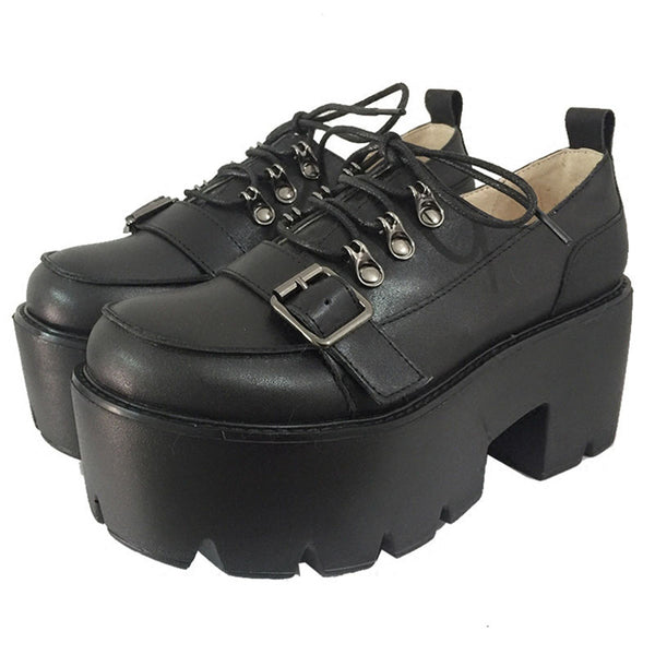 Women Black Punk Gothic Shoes