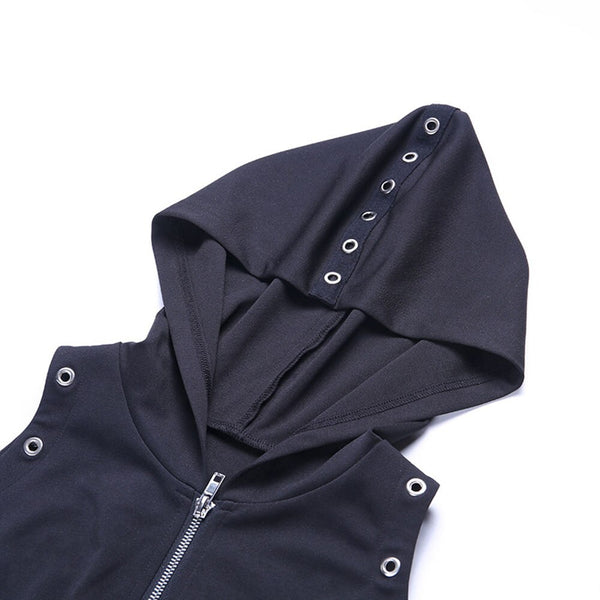 Women Hooded Black Gothic Long Sleeve