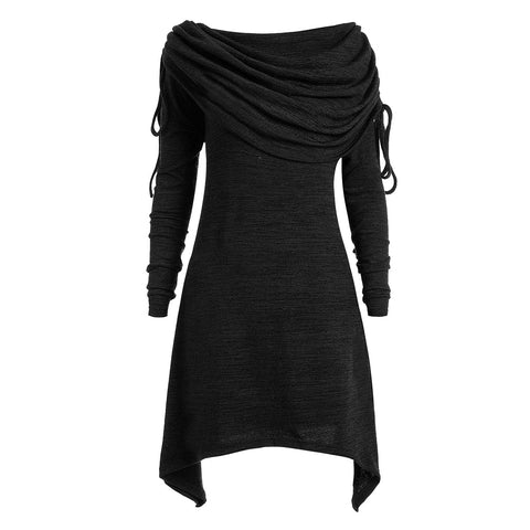 Knitted Dress Women Plus Size Solid Black