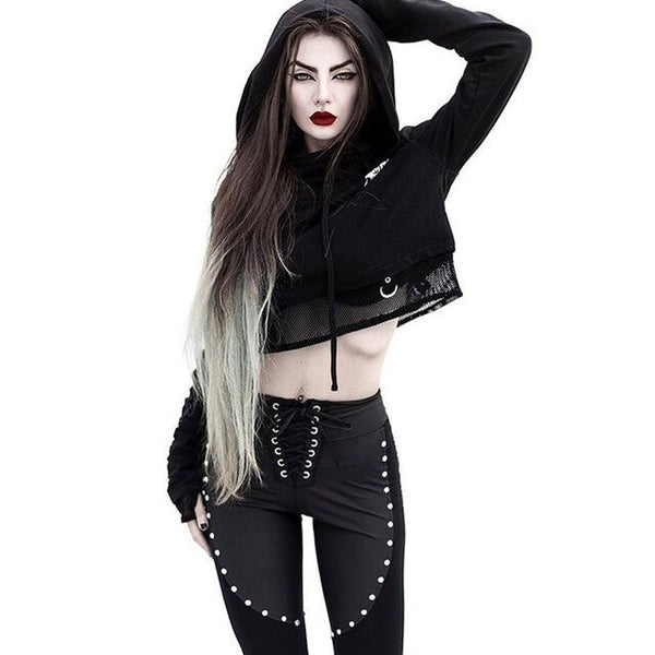 Gothic Punk Style Printing Hooded