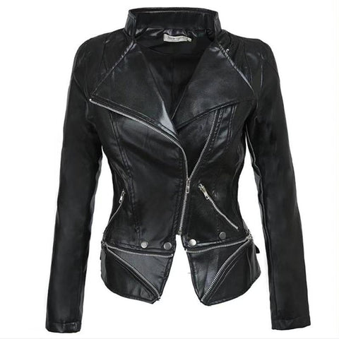 Women Winter Gothic Black Faux Leather Jackets