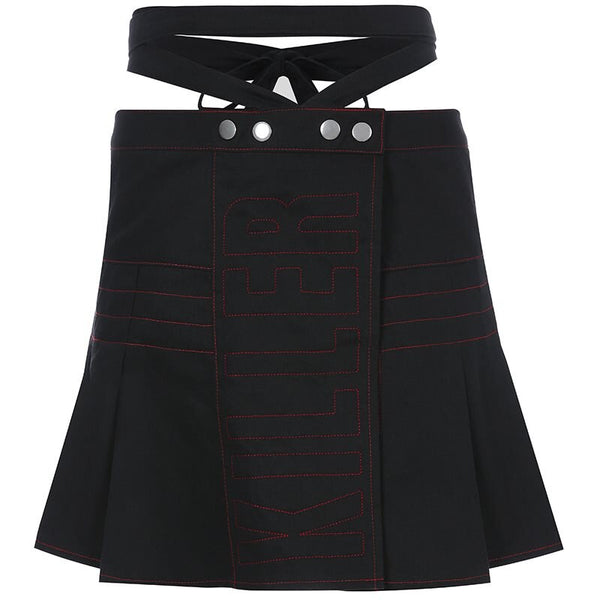 Summer Women Pleated Skirt Black