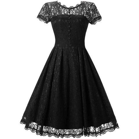 Gothic Vintage Dress Black Hollow