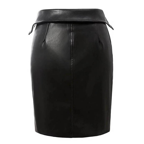 Gothic Sheath Skirts PU Black