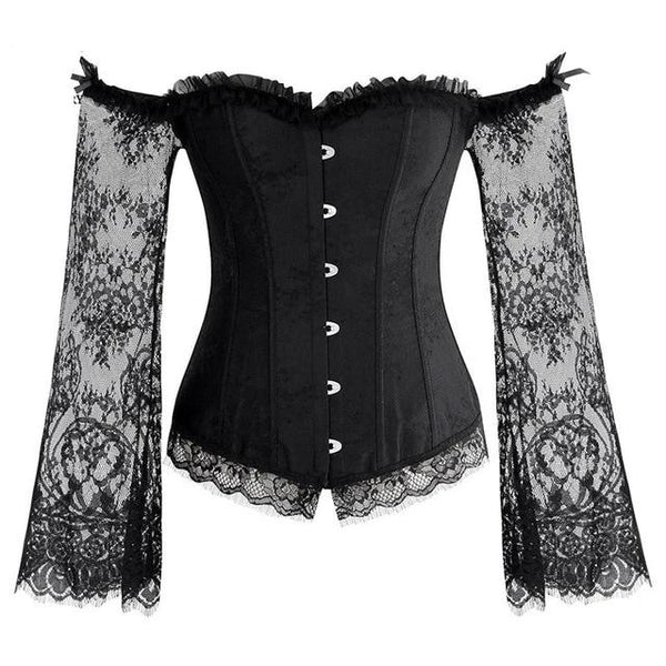 Women Steampunk Corset Sexy Long Sleeve Lace