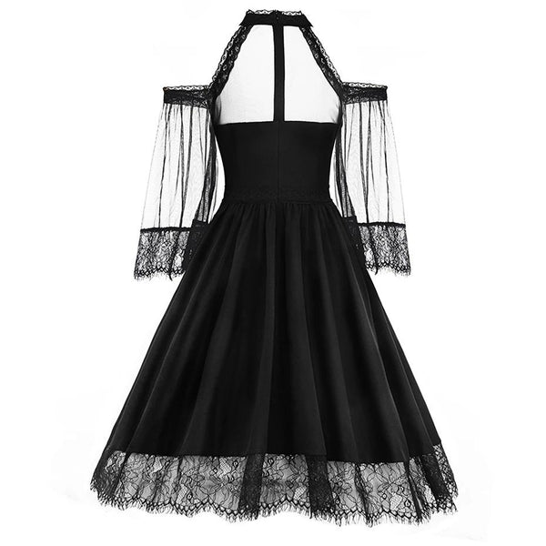 Gothic Skater Dress Lace Mesh