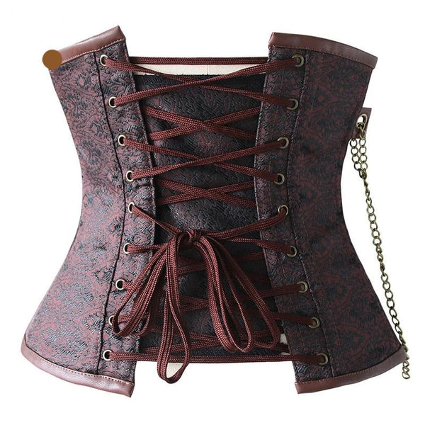 Leather Patchwork Gorset Chain Lace