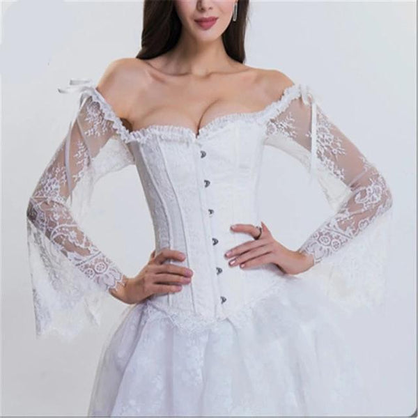 Women Steampunk Corset Sexy Long Sleeve Lace