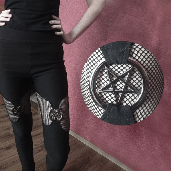 Women Black Pentagram Leggings